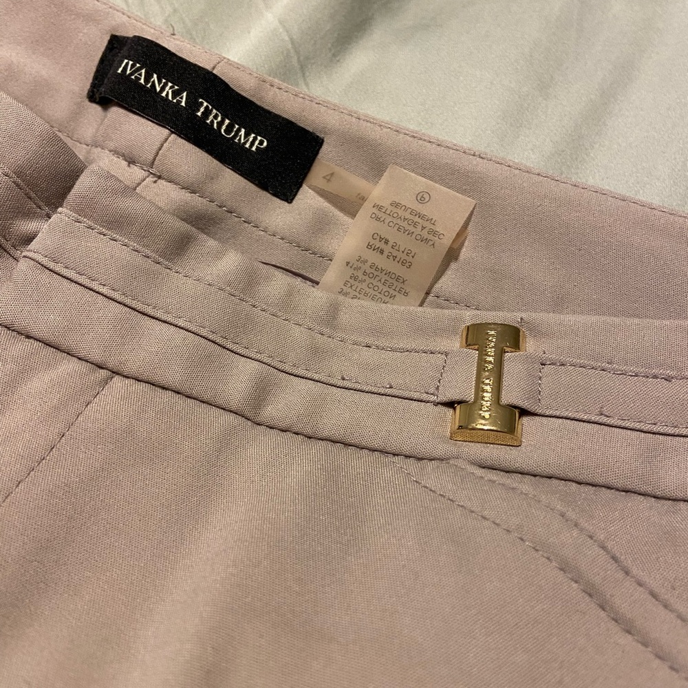 Ivanka Trump Beige Trousers with Gold Detail